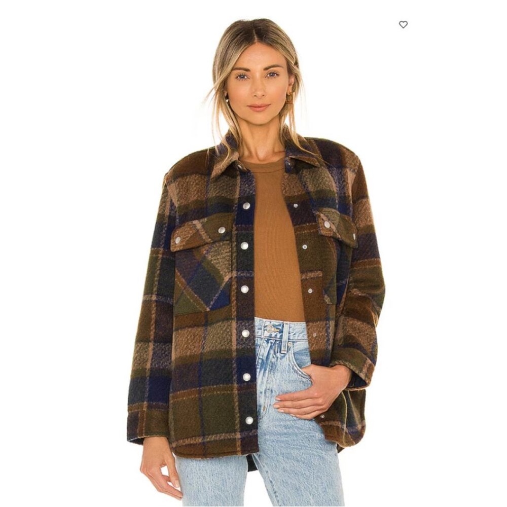 Blank NYC Revolve Flannel Wool Blend 30% Shacket Jacket Hit the Trail Size: xs